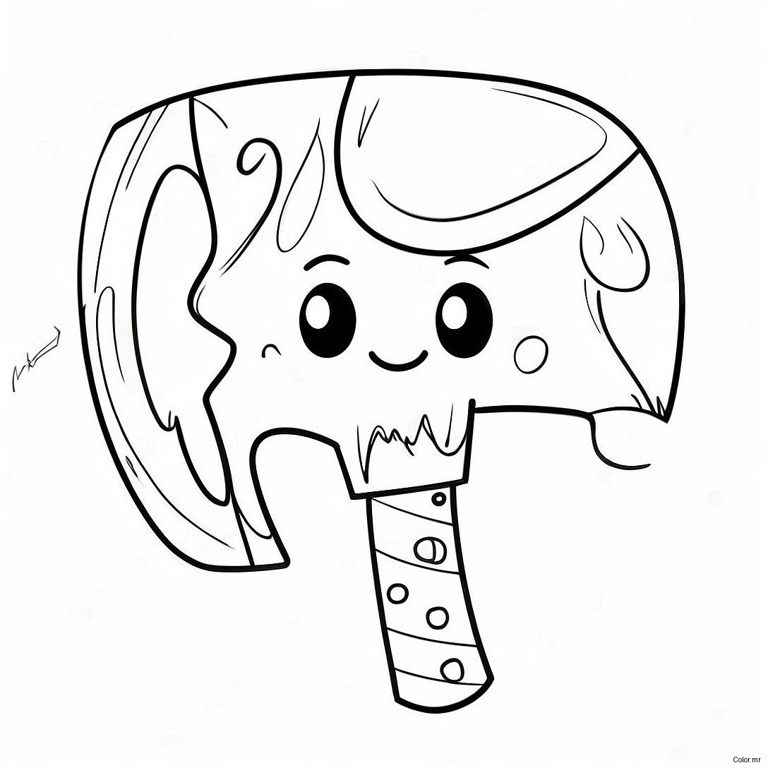 Cartoon Axe With Smiley Face Coloring Page 65571 54184