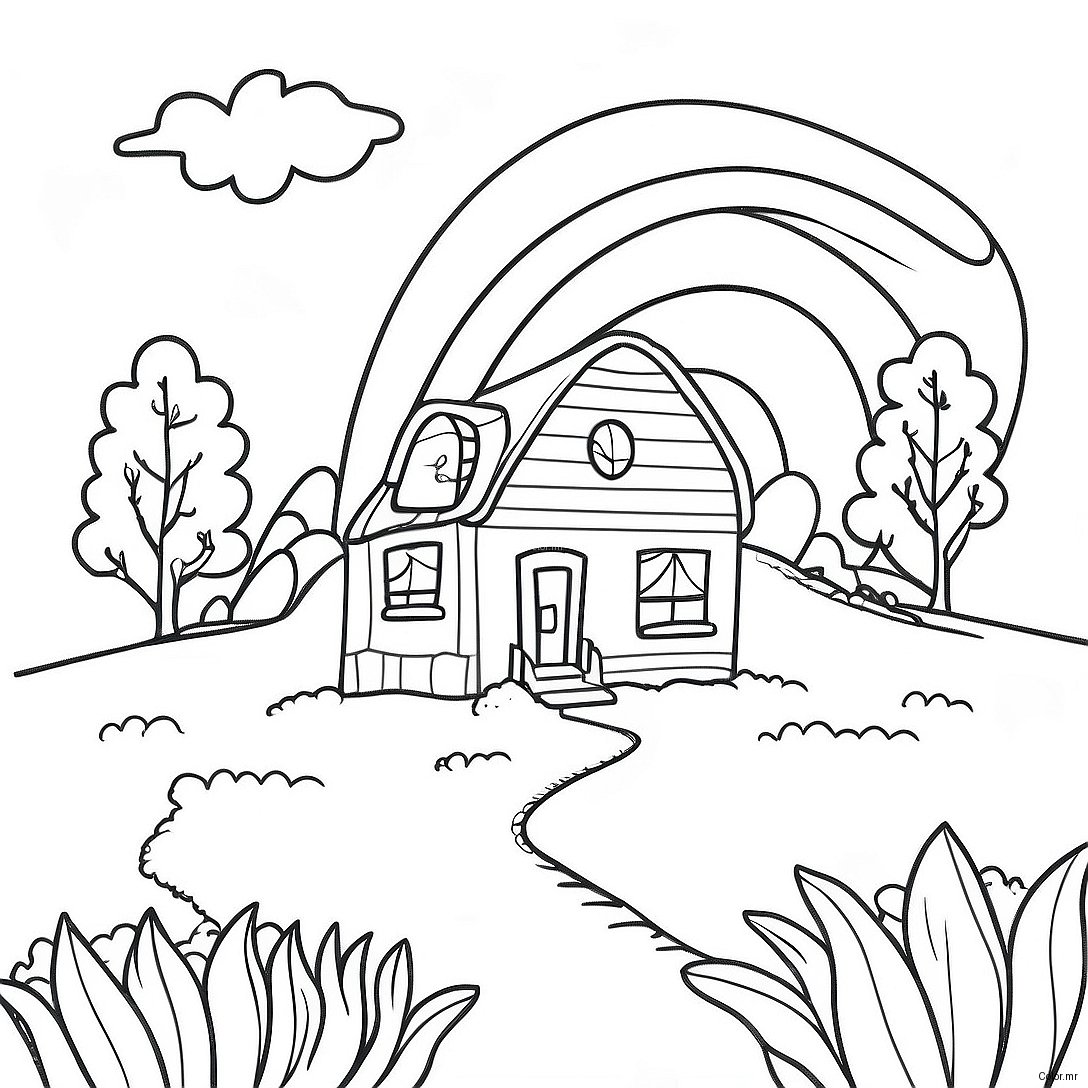 Charming Little House On The Prairie Scene Coloring Page 9527 7773