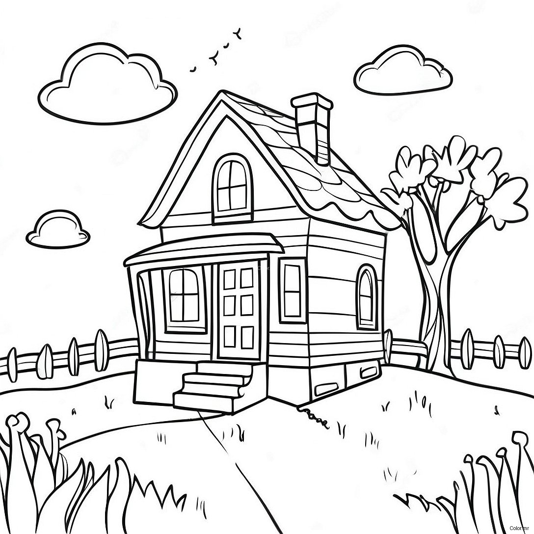 Charming Little House On The Prairie Scene Coloring Page 9527 7775