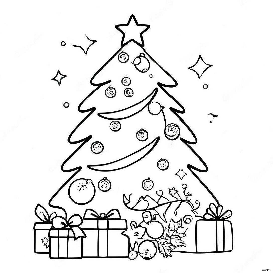 Christmas Tree With Colorful Ornaments Coloring Page 19138 15998