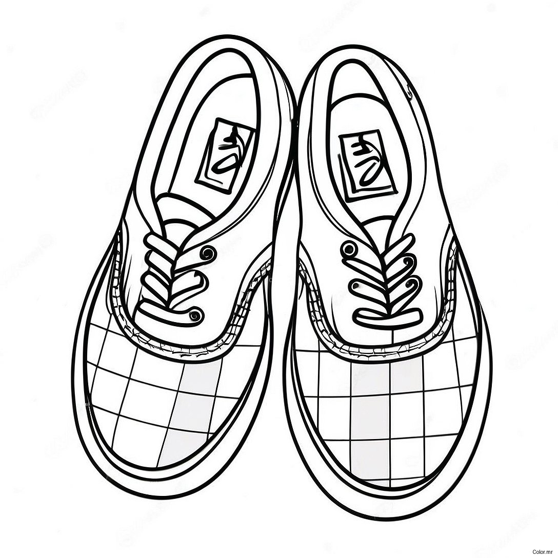 Classic Checkerboard Vans Shoes Coloring Page 15030 12433