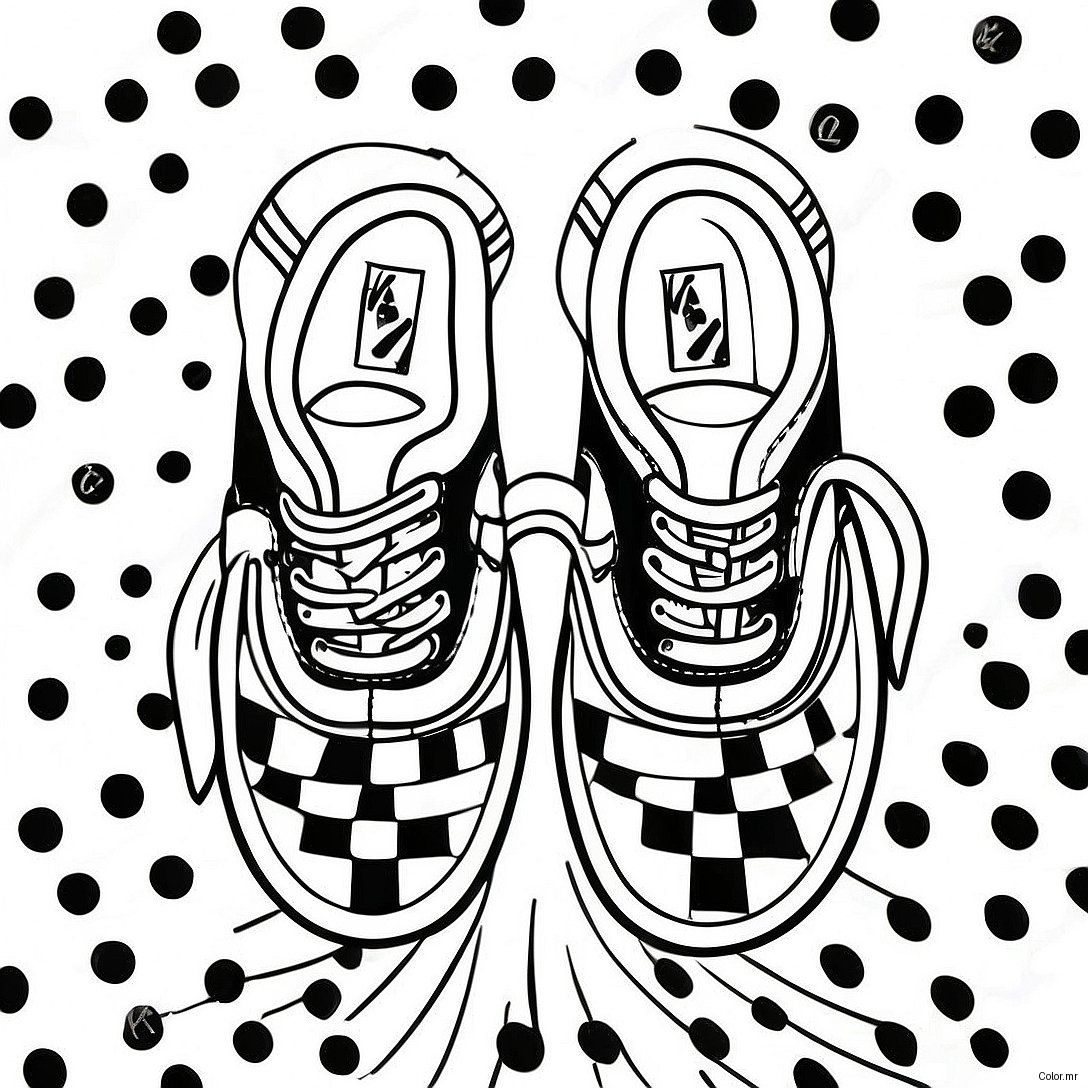 Classic Checkerboard Vans Shoes Coloring Page 15030 12434