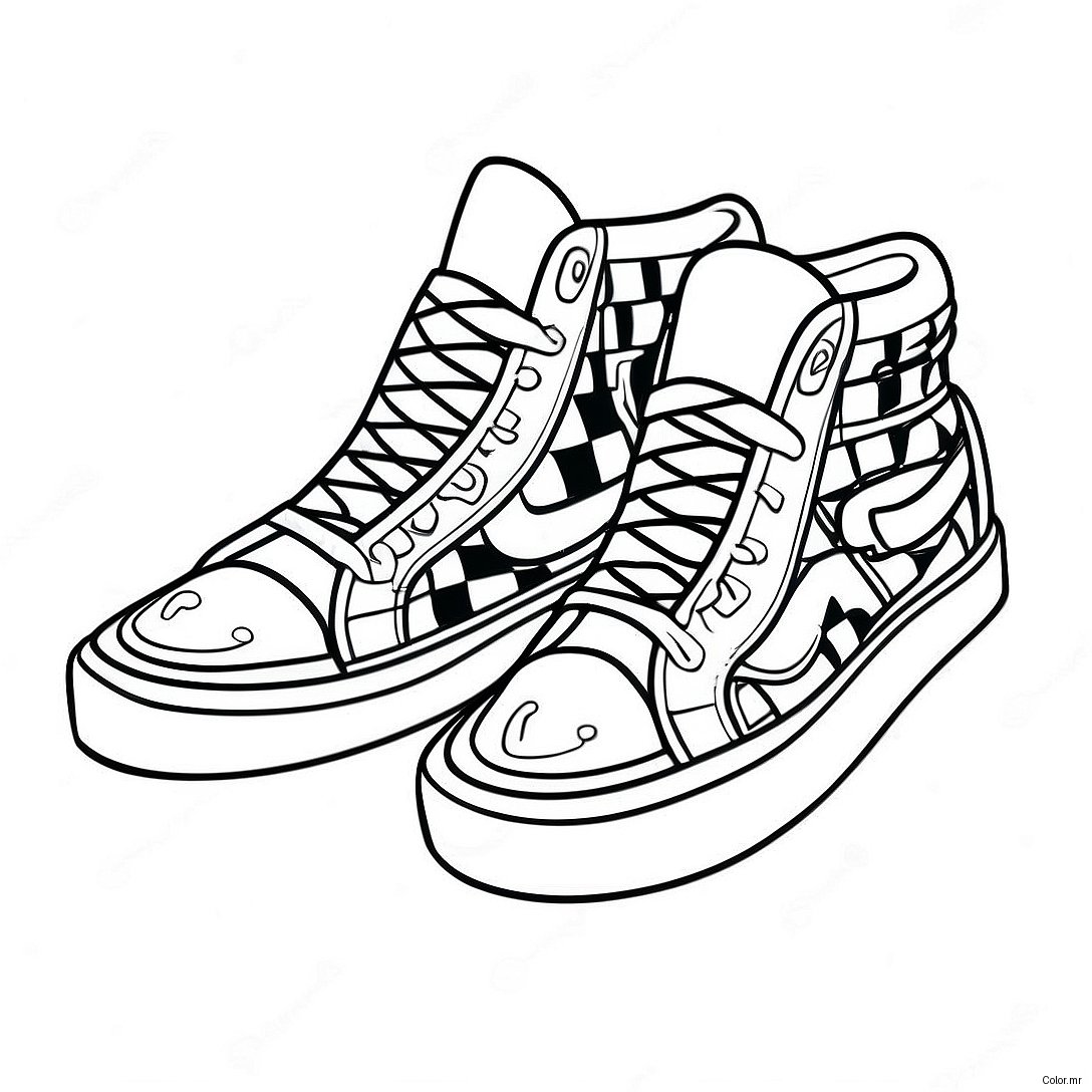 Classic Checkerboard Vans Shoes Coloring Page 15030 12435