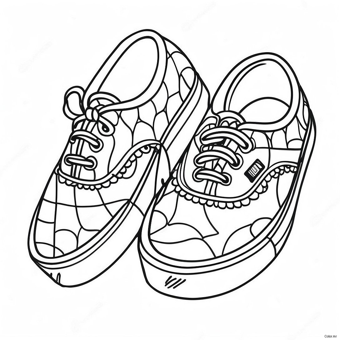 Classic Checkerboard Vans Shoes Coloring Page 15030 12436