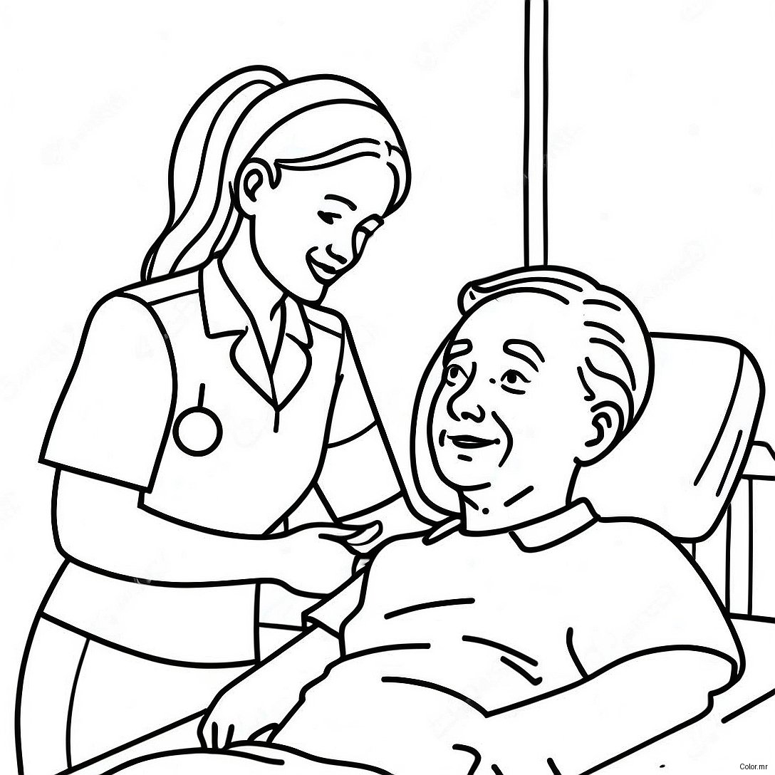 Cna Nurse Helping Patient Coloring Page 47084 39187