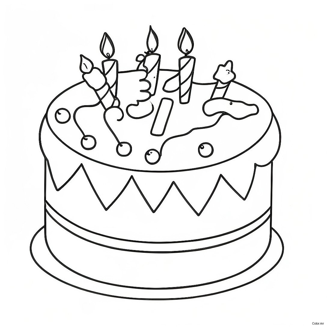 Colorful 3rd Birthday Cake Coloring Page 29538 26639