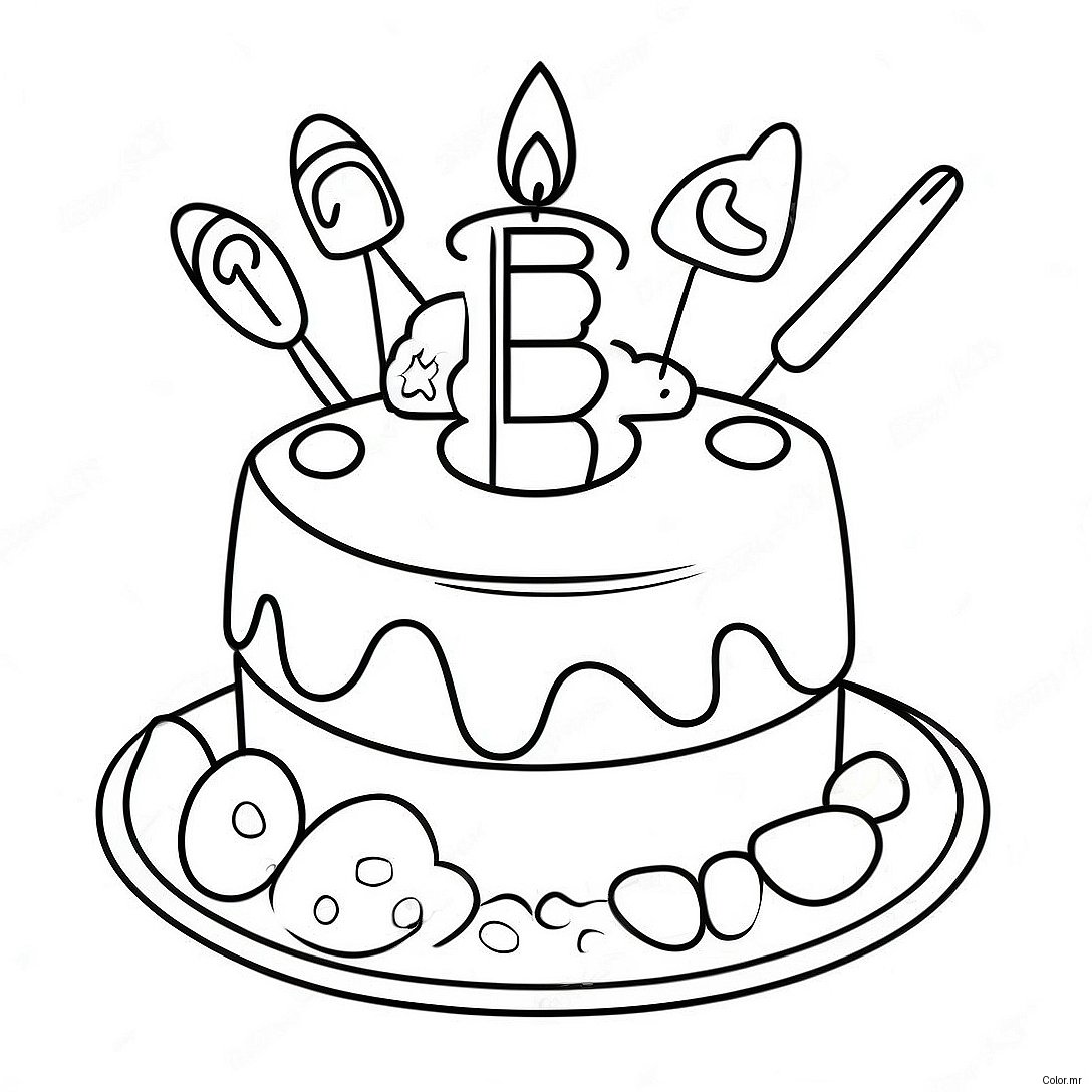 Colorful 3rd Birthday Cake Coloring Page 29538 26640