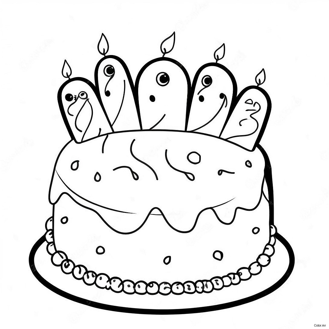 Colorful 7th Birthday Cake Coloring Page 47494 39511