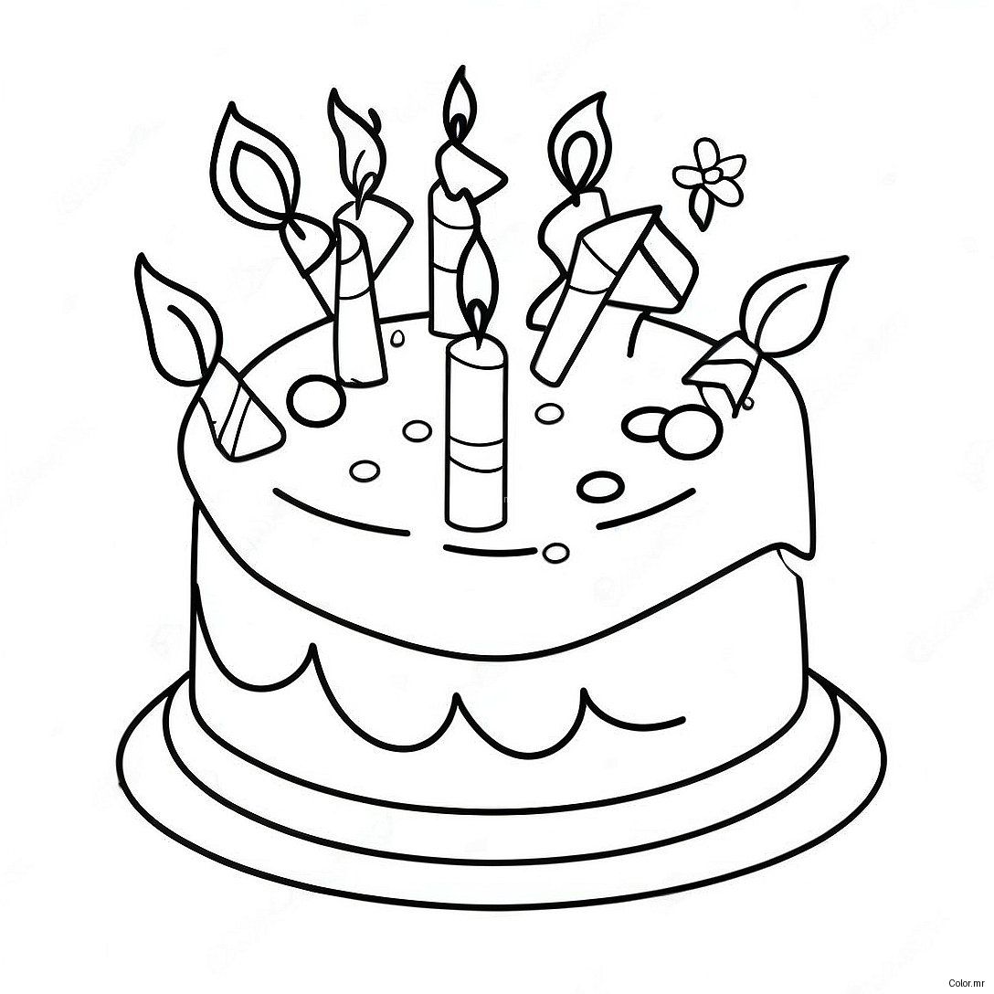 Colorful 7th Birthday Cake Coloring Page 47494 39512