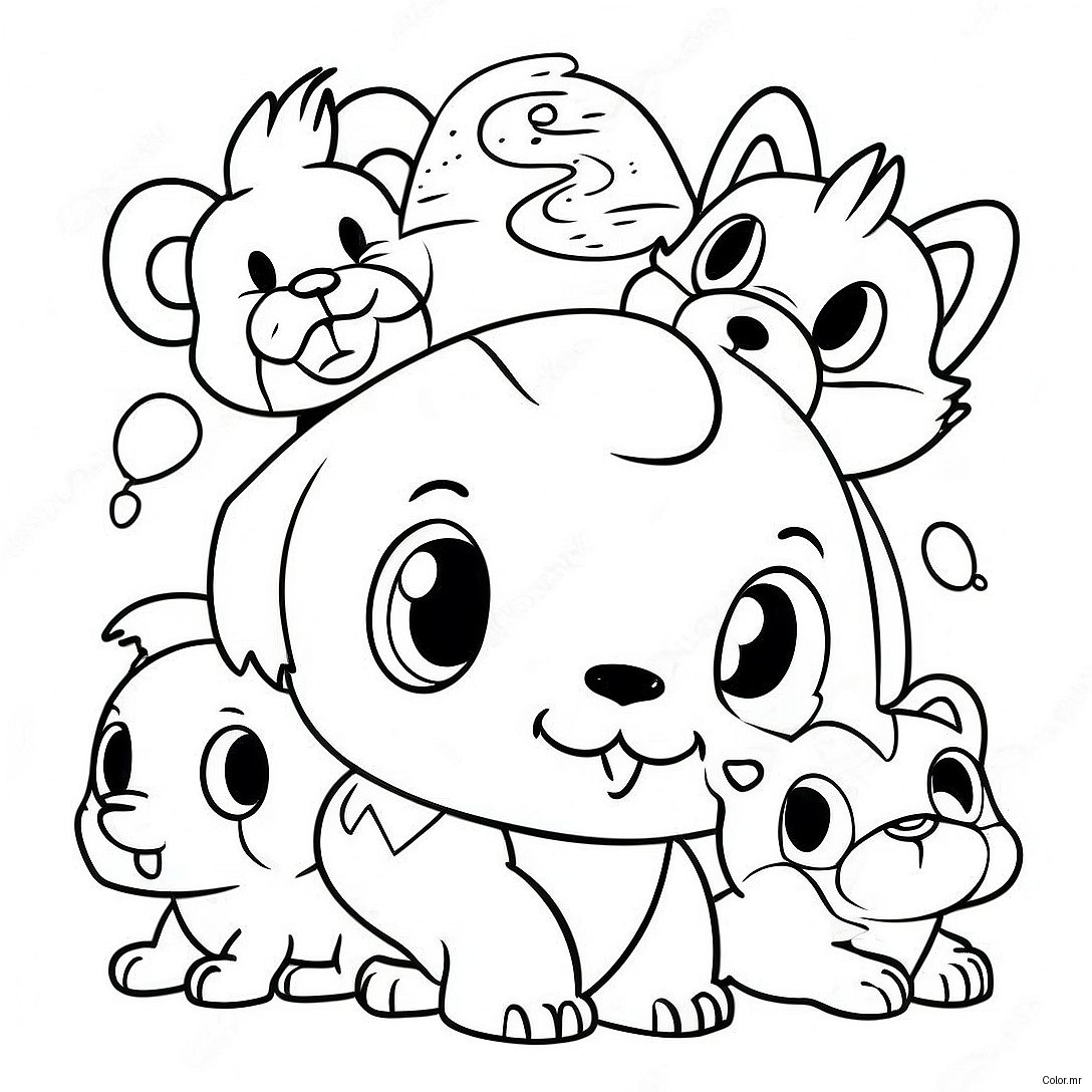 Colorful 80s Cartoon Animals Coloring Page 40999 34053