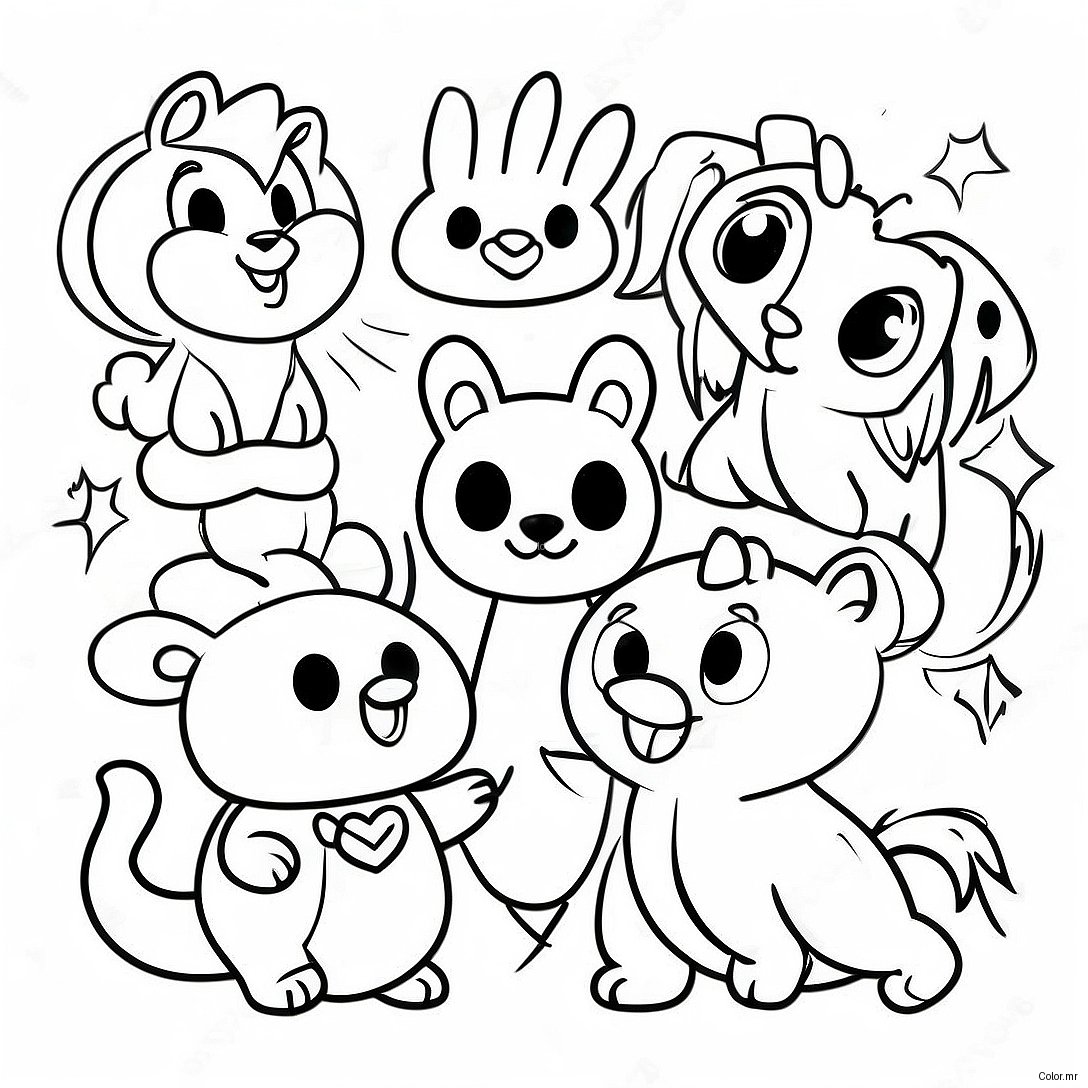 Colorful 80s Cartoon Animals Coloring Page 40999 34055