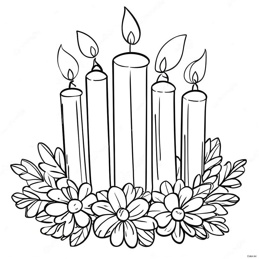 Colorful Advent Wreath With Candles Coloring Page 65031 53754