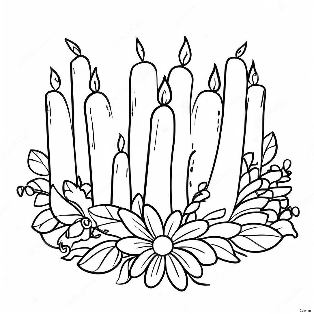 Colorful Advent Wreath With Candles Coloring Page 65031 53755