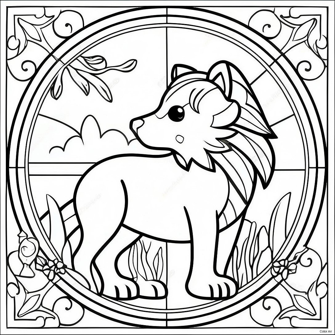 Colorful Animal Stained Glass Window Coloring Page 43453 36157