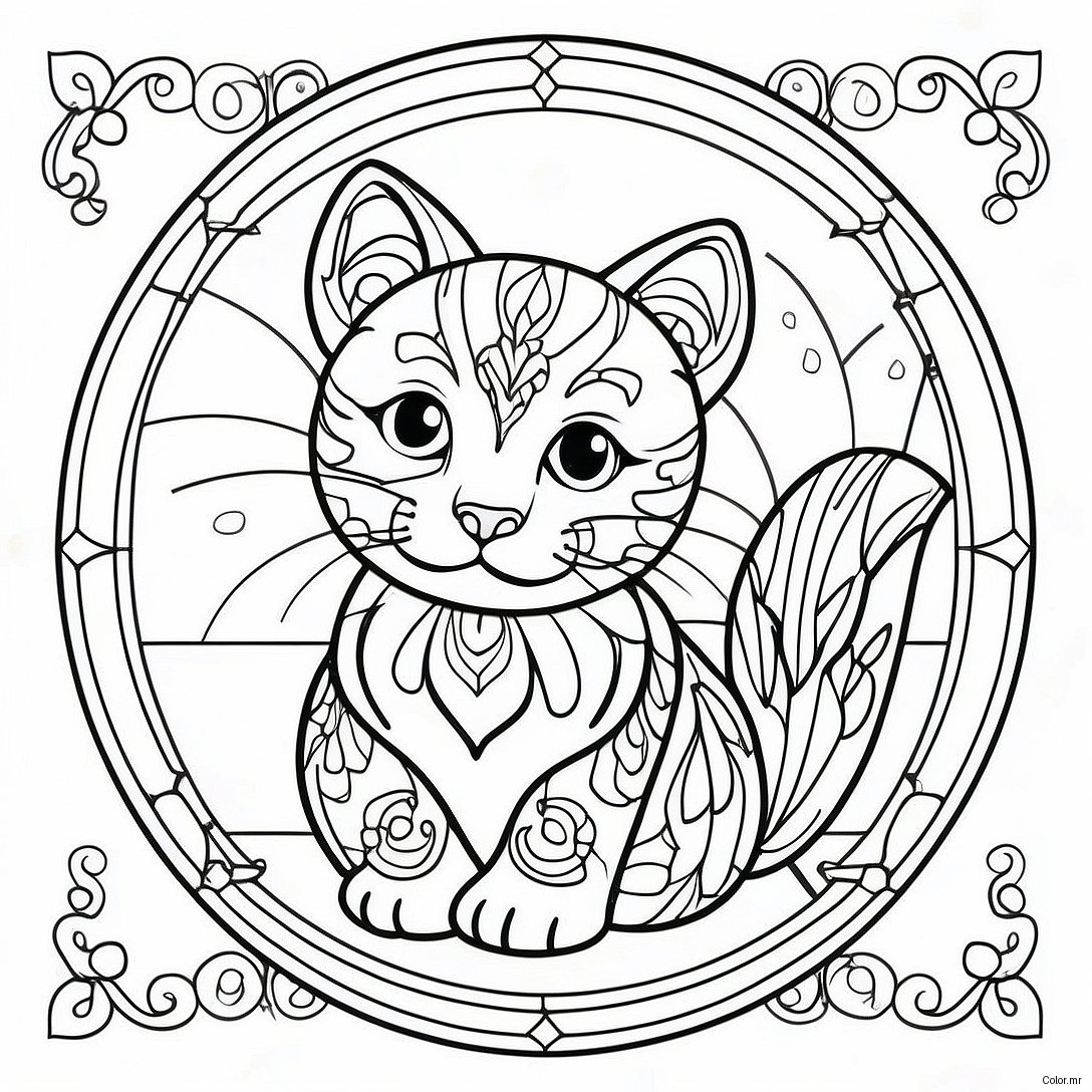 Colorful Animal Stained Glass Window Coloring Page 43453 36158