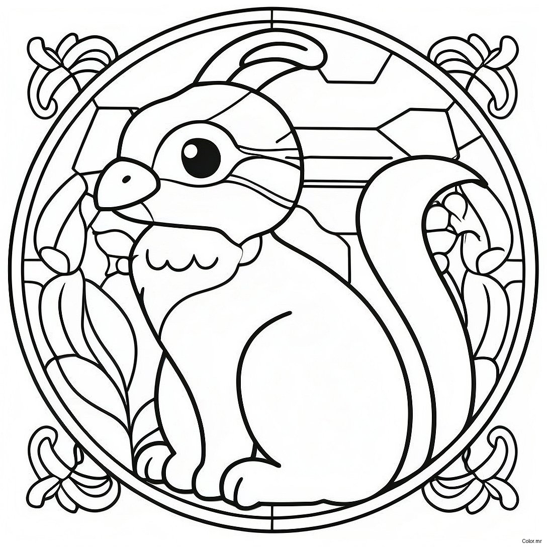 Colorful Animal Stained Glass Window Coloring Page 43453 36159