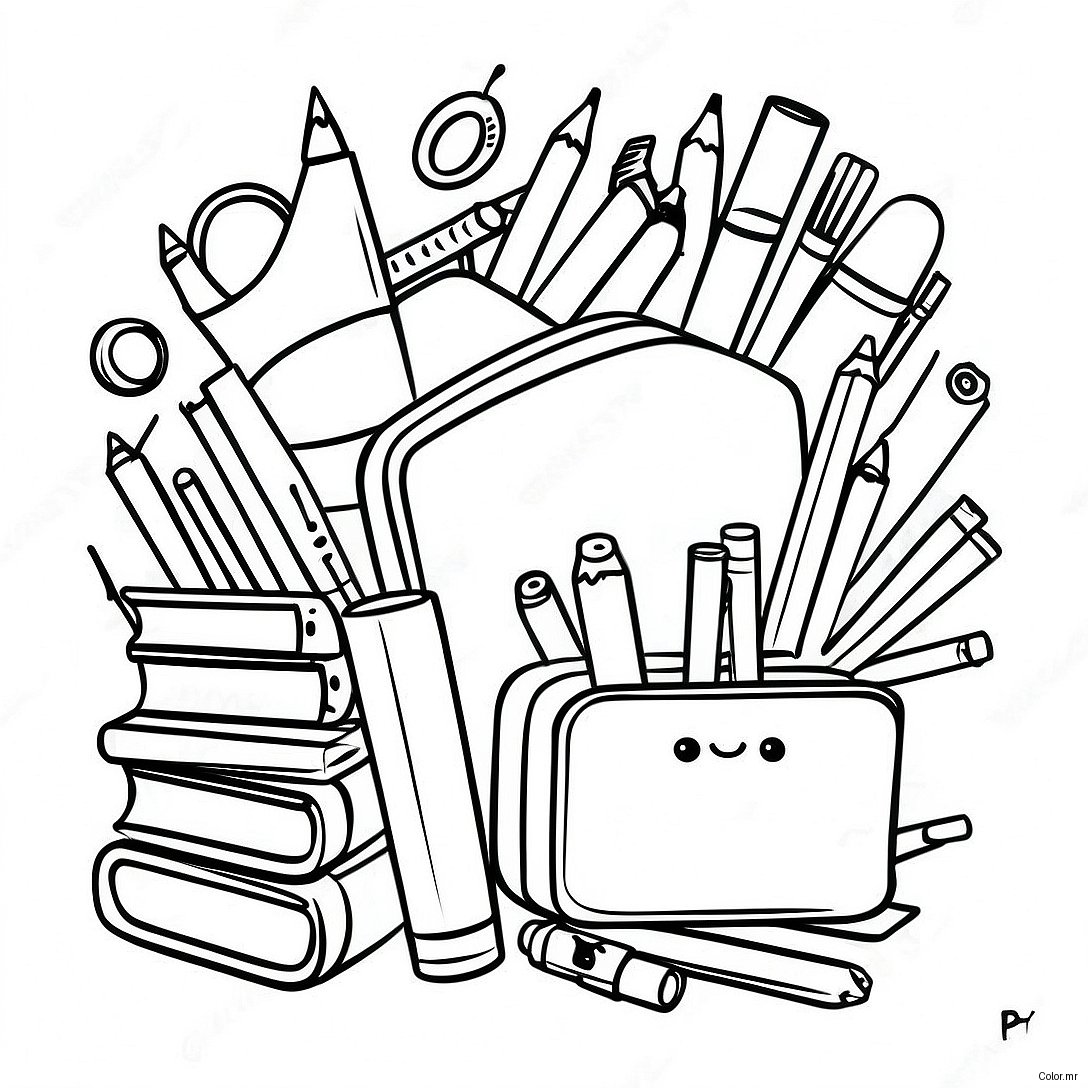 Colorful Back To School Supplies Coloring Page 44043 36634