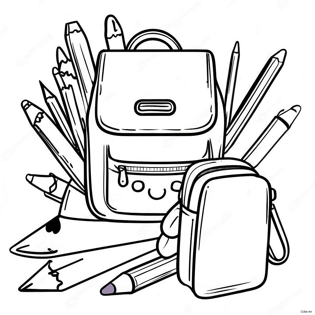 Colorful Back To School Supplies Coloring Page 44043 36635