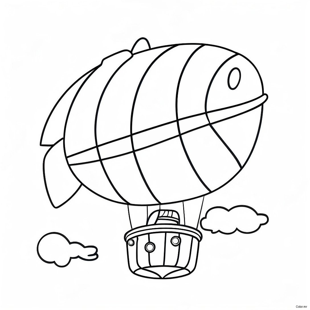 Colorful Blimp Floating In The Sky Coloring Page 73025 60289