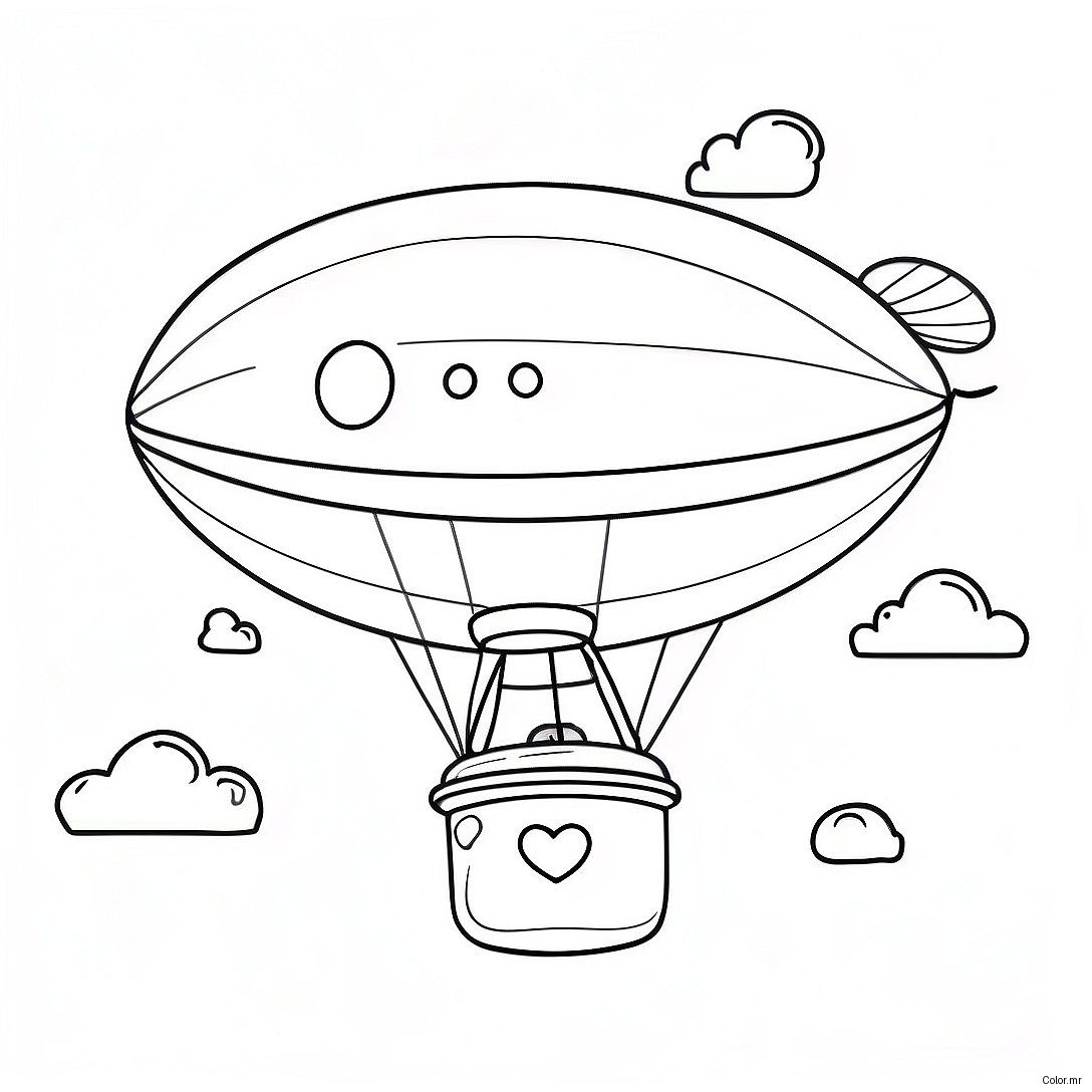 Colorful Blimp Floating In The Sky Coloring Page 73025 60292