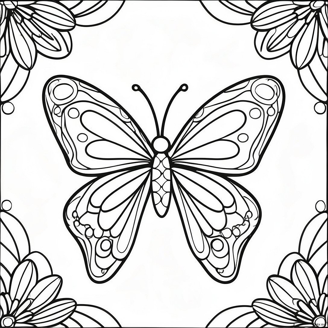 Colorful Butterfly Stained Glass Design Coloring Page 64270 53157