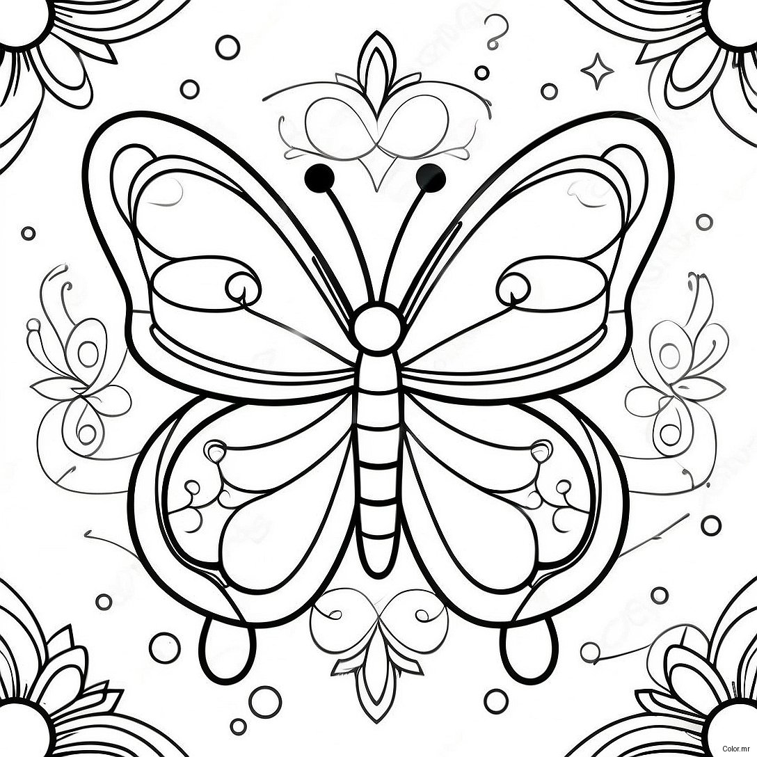 Colorful Butterfly Stained Glass Design Coloring Page 64270 53159