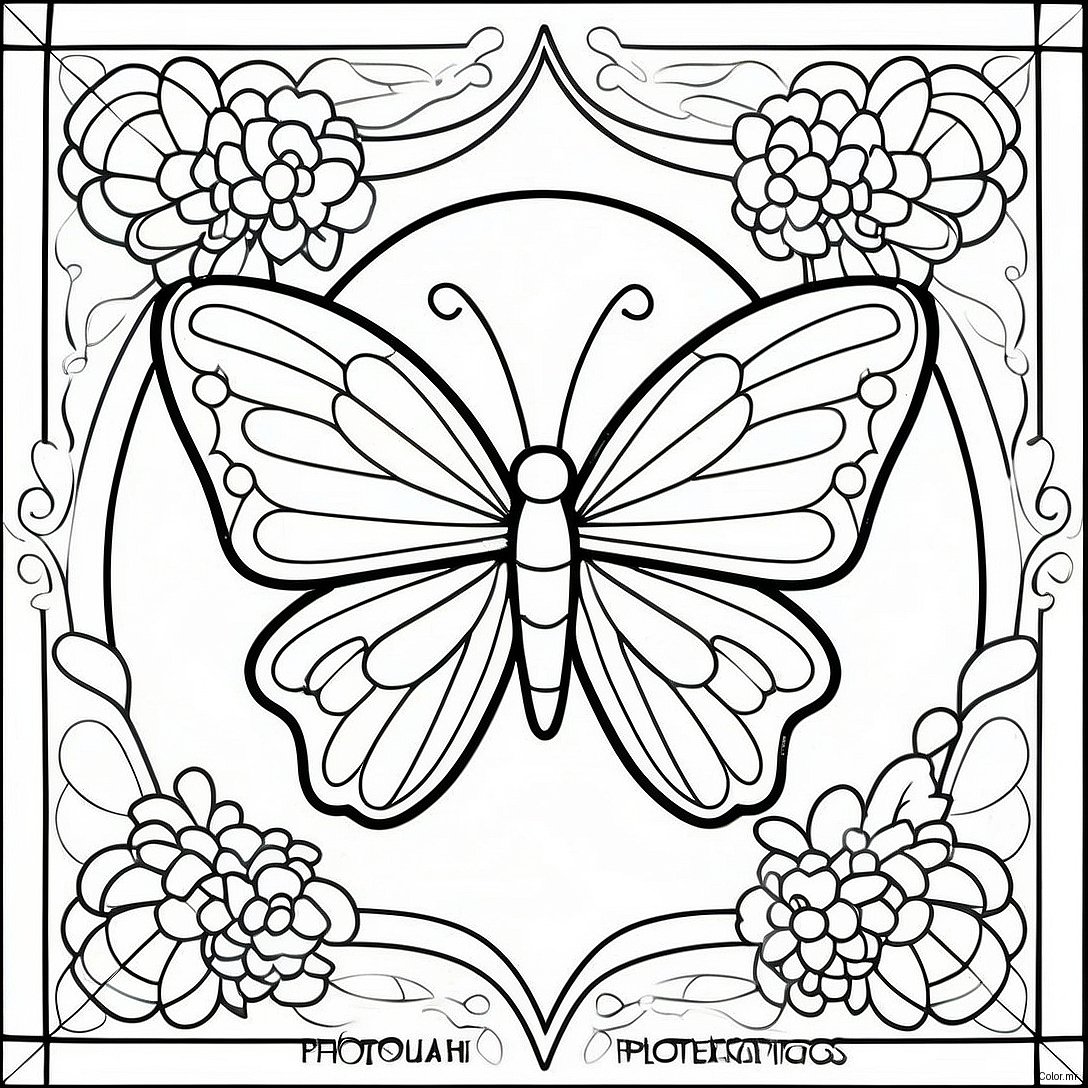 Colorful Butterfly Stained Glass Design Coloring Page 64270 53160