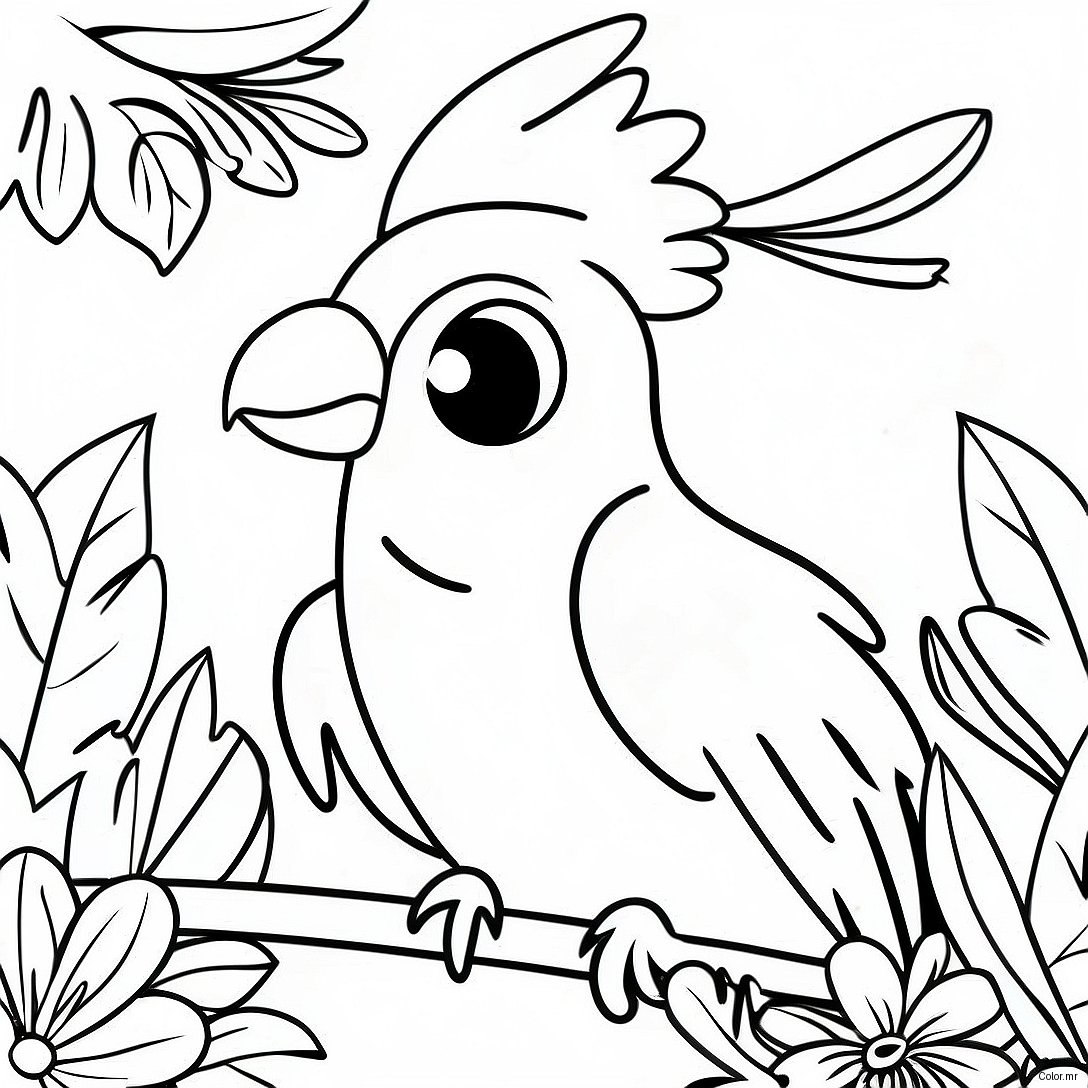 Colorful Cockatoo In Tropical Paradise Coloring Page 63690 52681