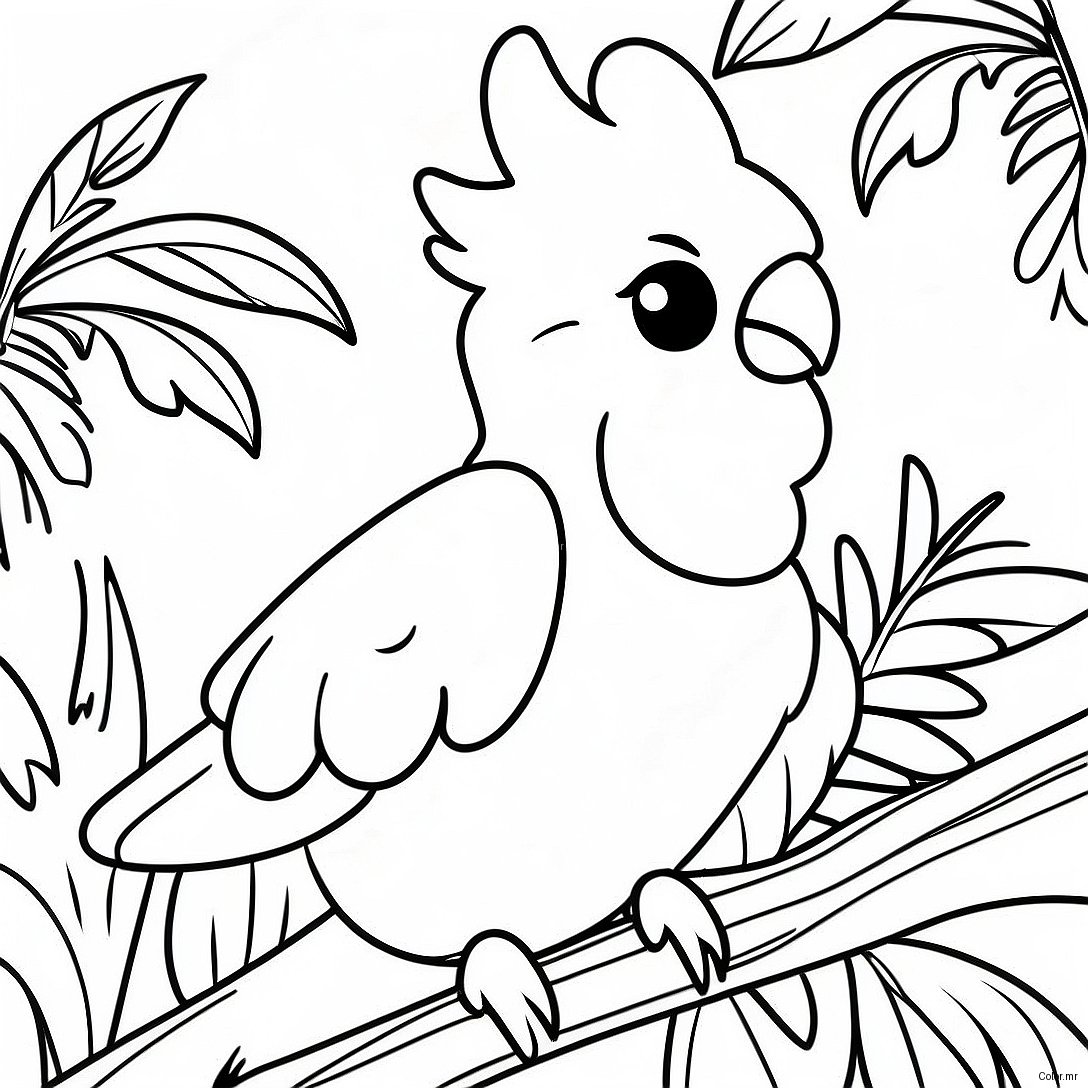 Colorful Cockatoo In Tropical Paradise Coloring Page 63690 52682