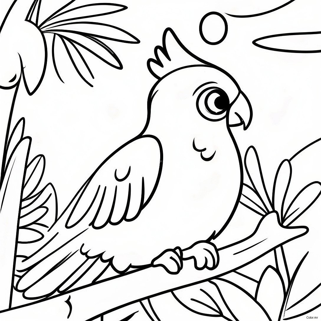 Colorful Cockatoo In Tropical Paradise Coloring Page 63690 52684