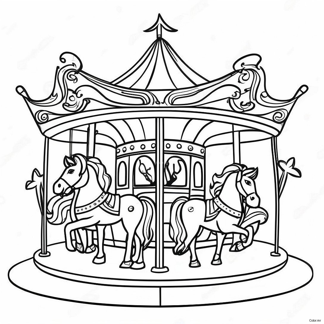 Colorful County Fair Carousel Coloring Page 46124 38424
