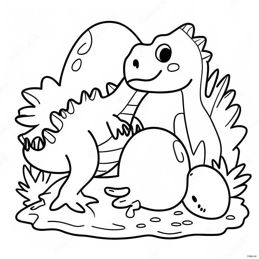 Colorful Dino Egg Nesting Scene Coloring Page 46944 39072
