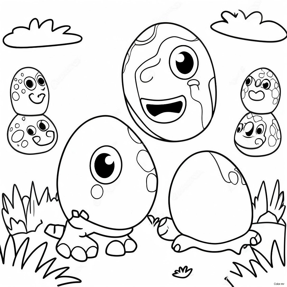 Colorful Dinosaur Eggs In A Field Coloring Page 42632 35518
