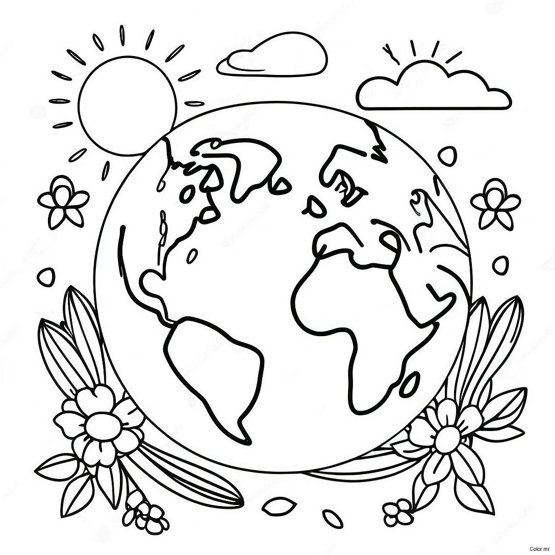 Colorful Earth Day Celebration Coloring Page 20412 18955
