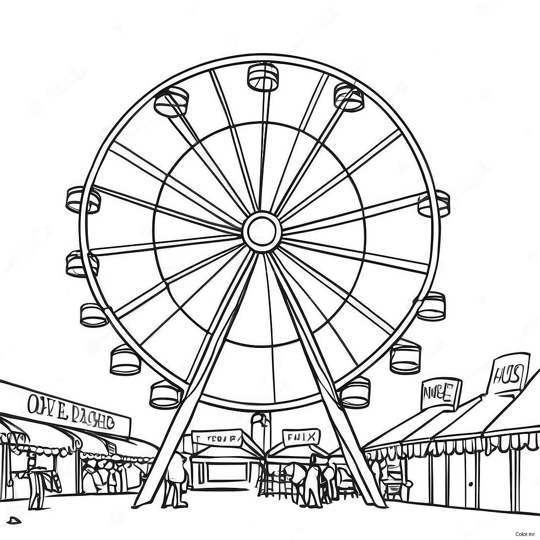 Colorful Ferris Wheel At The Fair Coloring Page 44743 37198