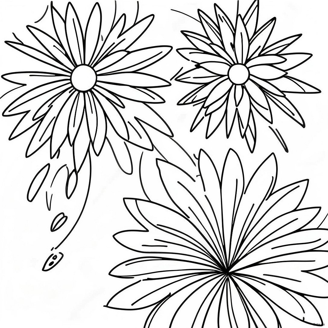 Colorful Fireworks Display Coloring Page 9257 7563