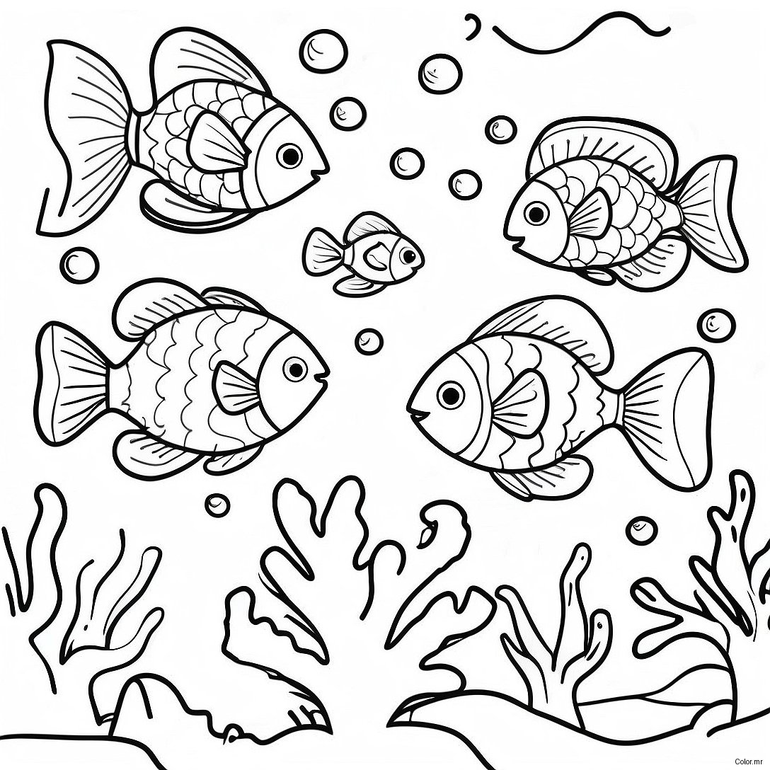 Colorful Fish Swimming In Coral Reef Coloring Page 9537 7782