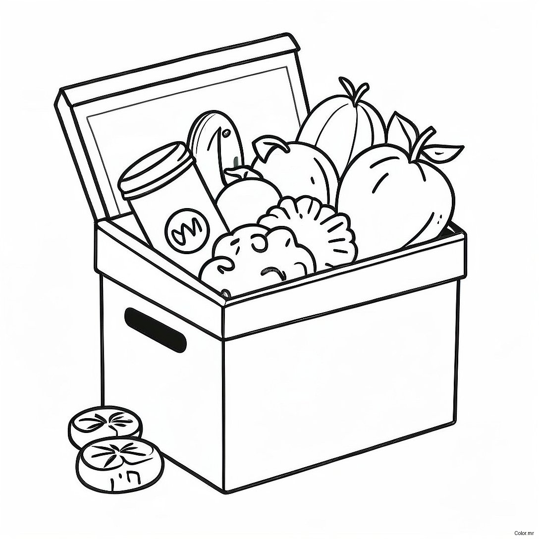 Colorful Food Donation Box Coloring Page 70474 58265
