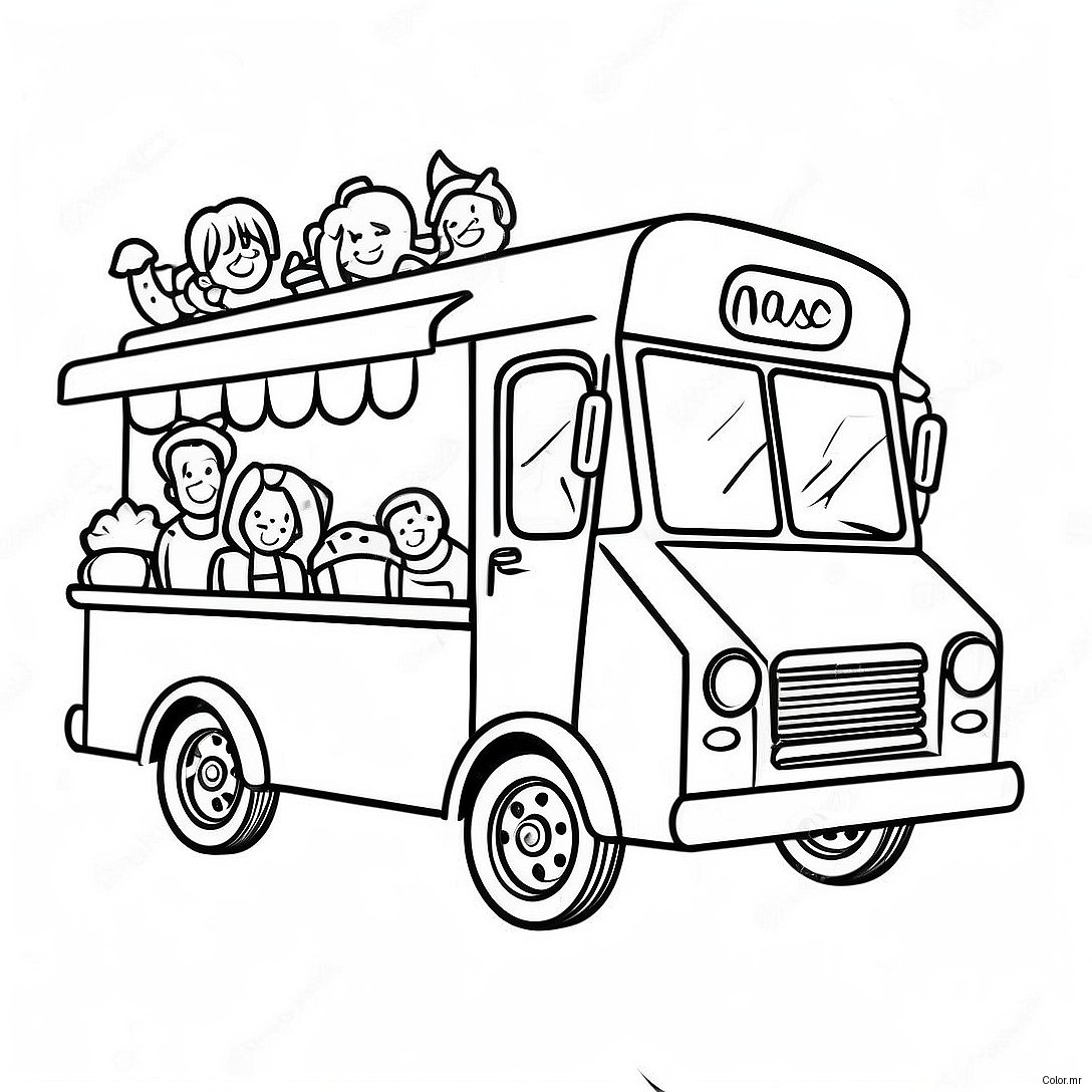 Colorful Food Truck With Happy Kids Coloring Page 62568 51831