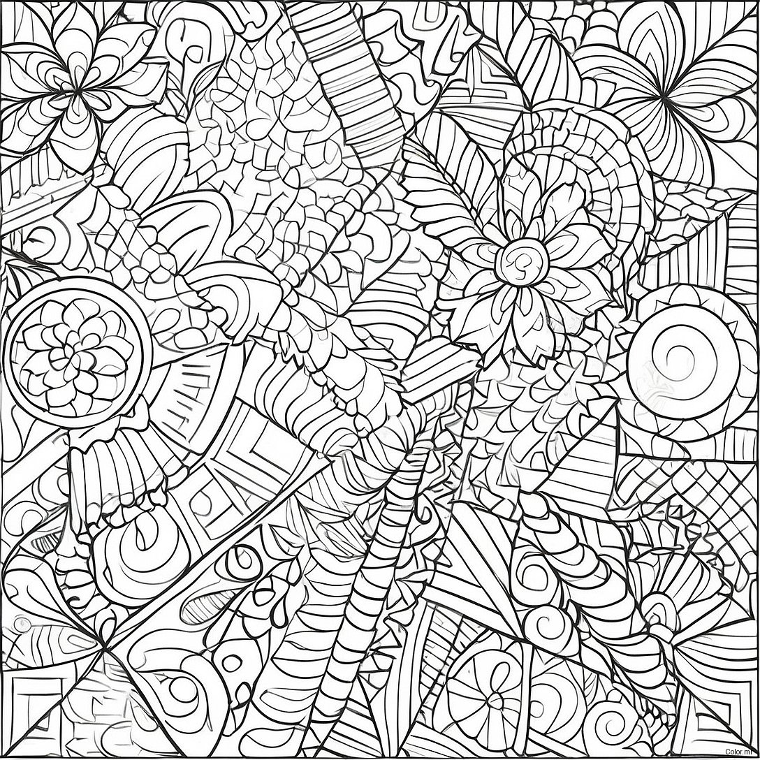 Colorful Geometric Quilt Patterns Coloring Page 3350 2727