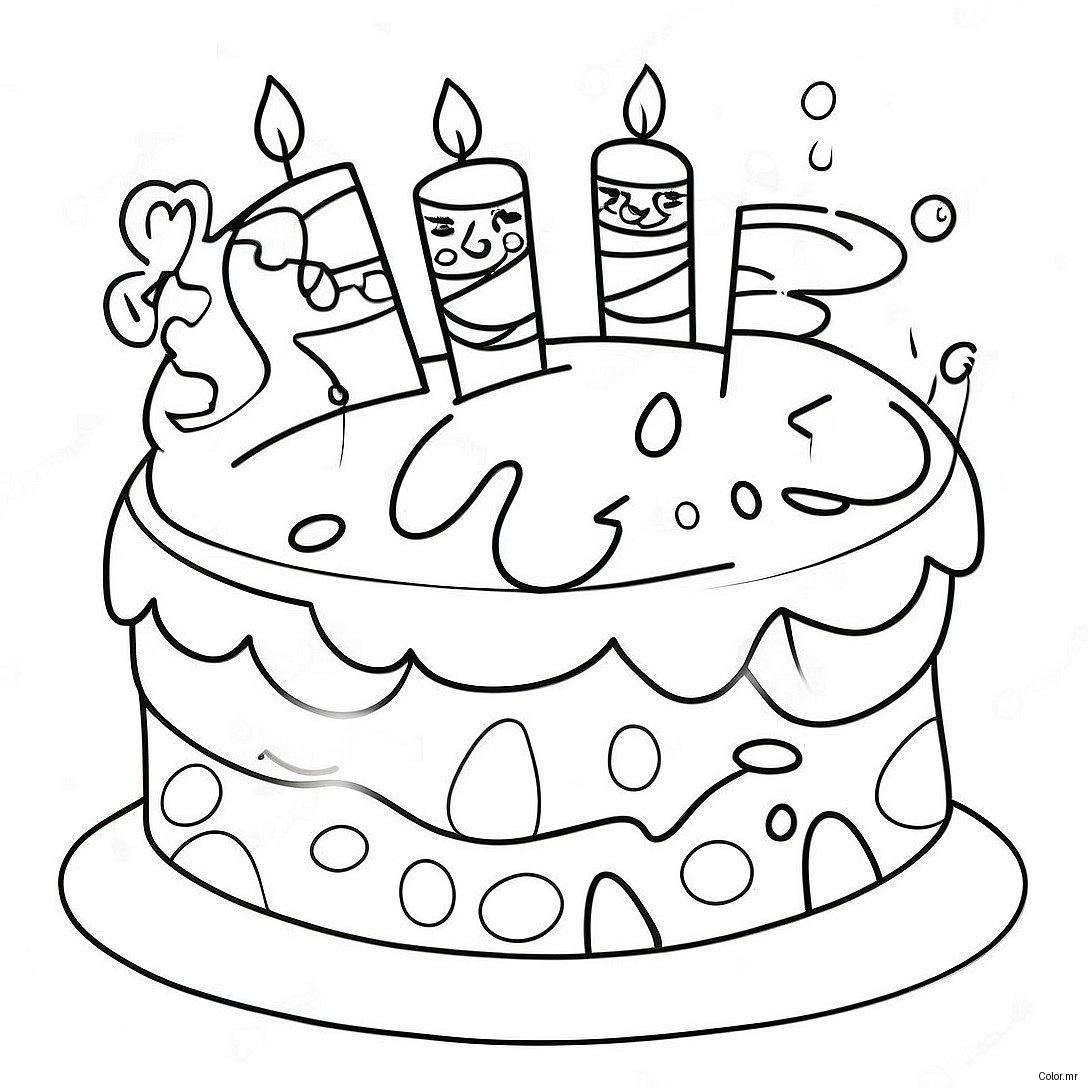 Colorful Happy 13th Birthday Cake Coloring Page 68884 56781