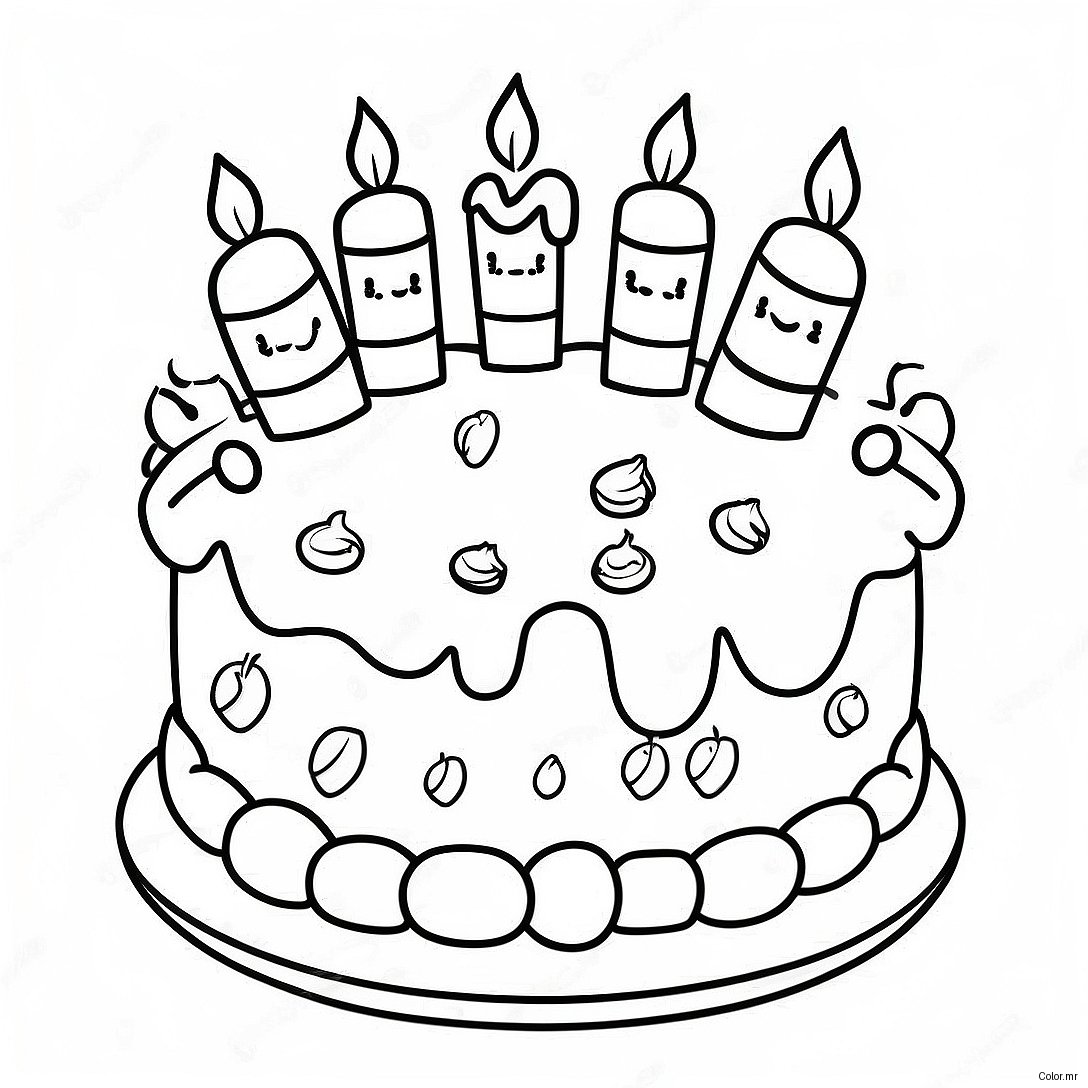 Colorful Happy 6th Birthday Cake Coloring Page 27003 24664