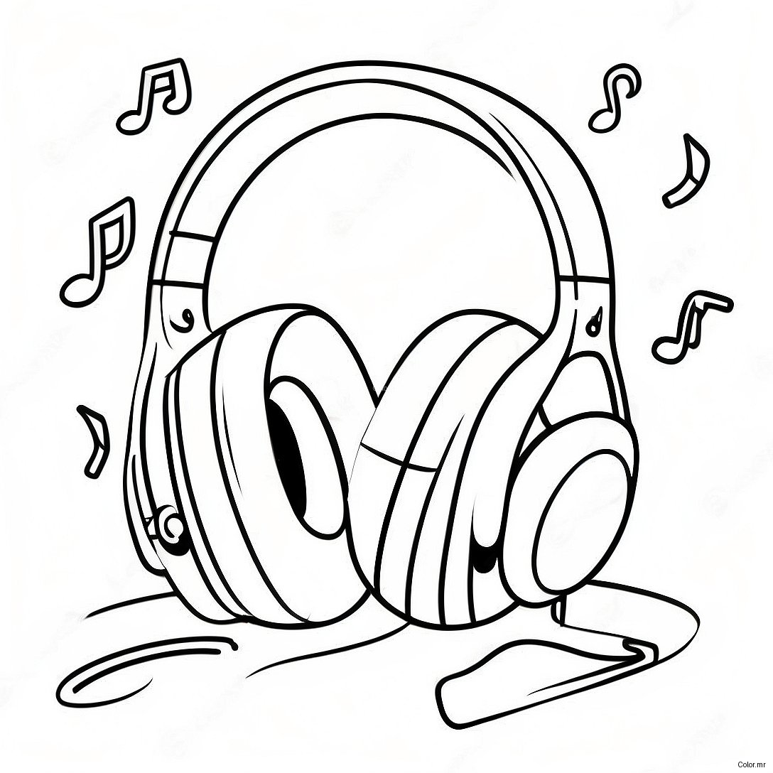 Colorful Headphones With Music Notes Coloring Page 44223 36782