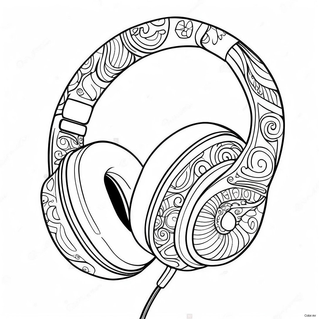 Colorful Headphones With Music Notes Coloring Page 44223 36784