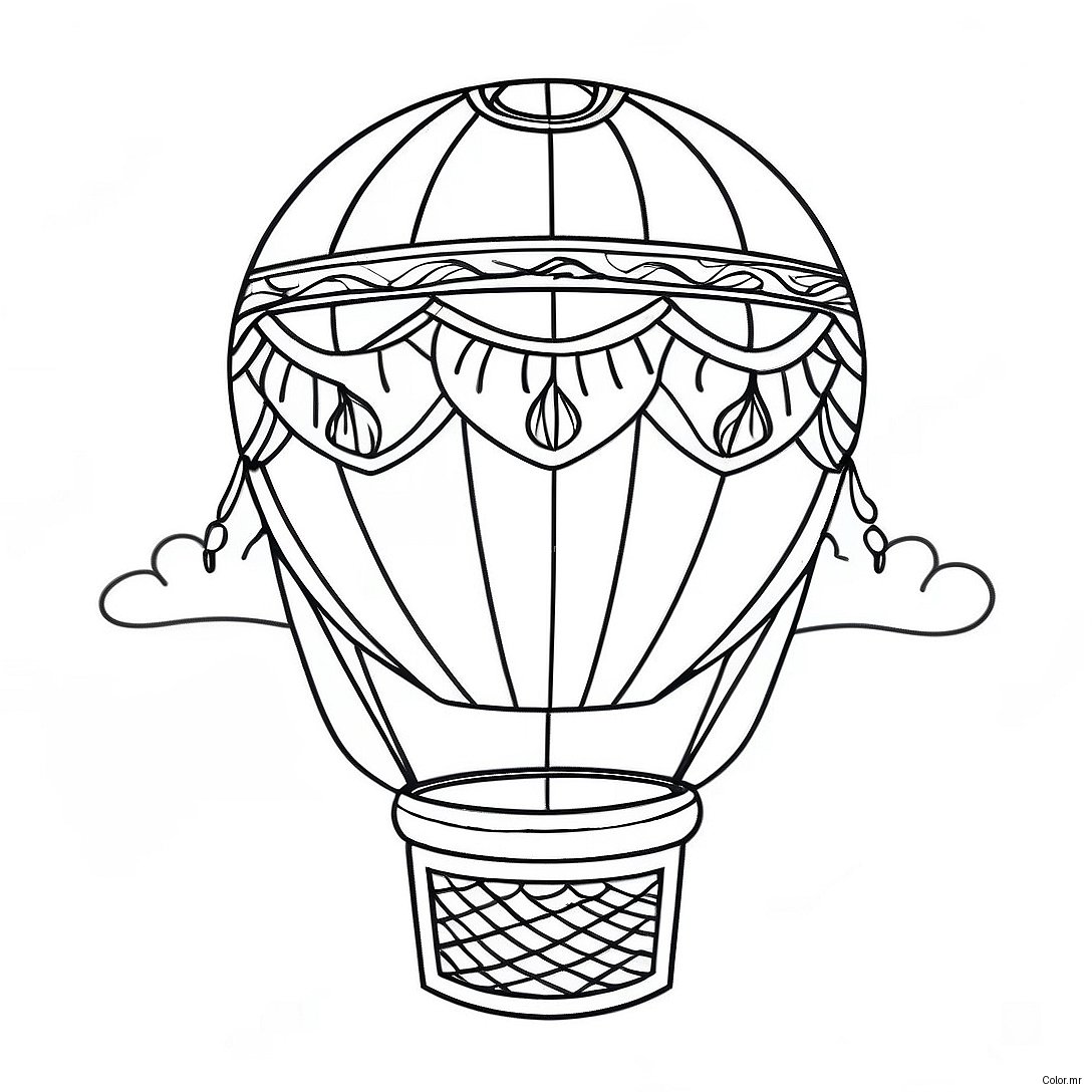 Colorful Hot Air Balloon In The Sky Coloring Page 11148 9141