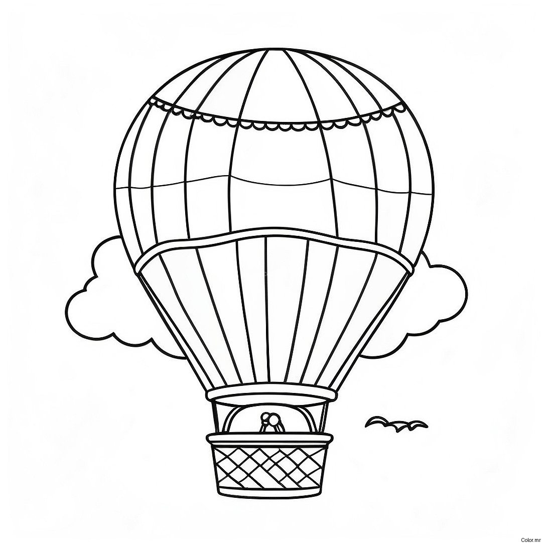 Colorful Hot Air Balloon In The Sky Coloring Page 11148 9143
