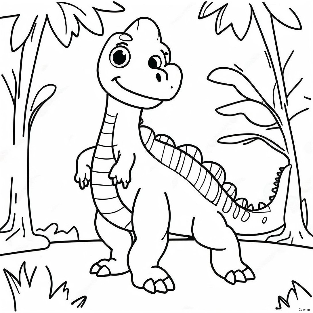 Colorful Hybrid Dinosaur In Jungle Coloring Page 52297 43509