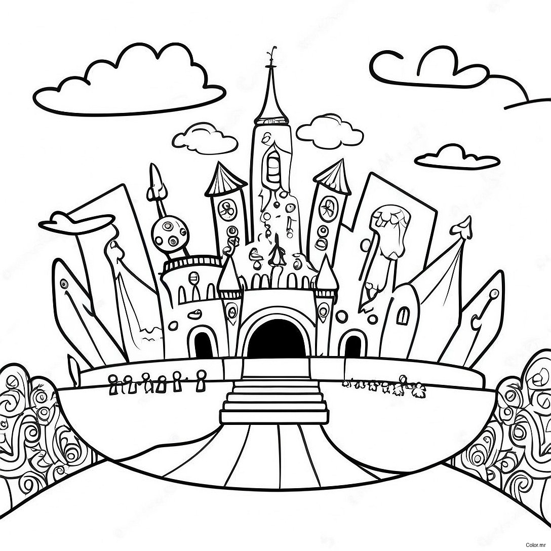 Colorful It S A Small World Scene Coloring Page 44453 36953