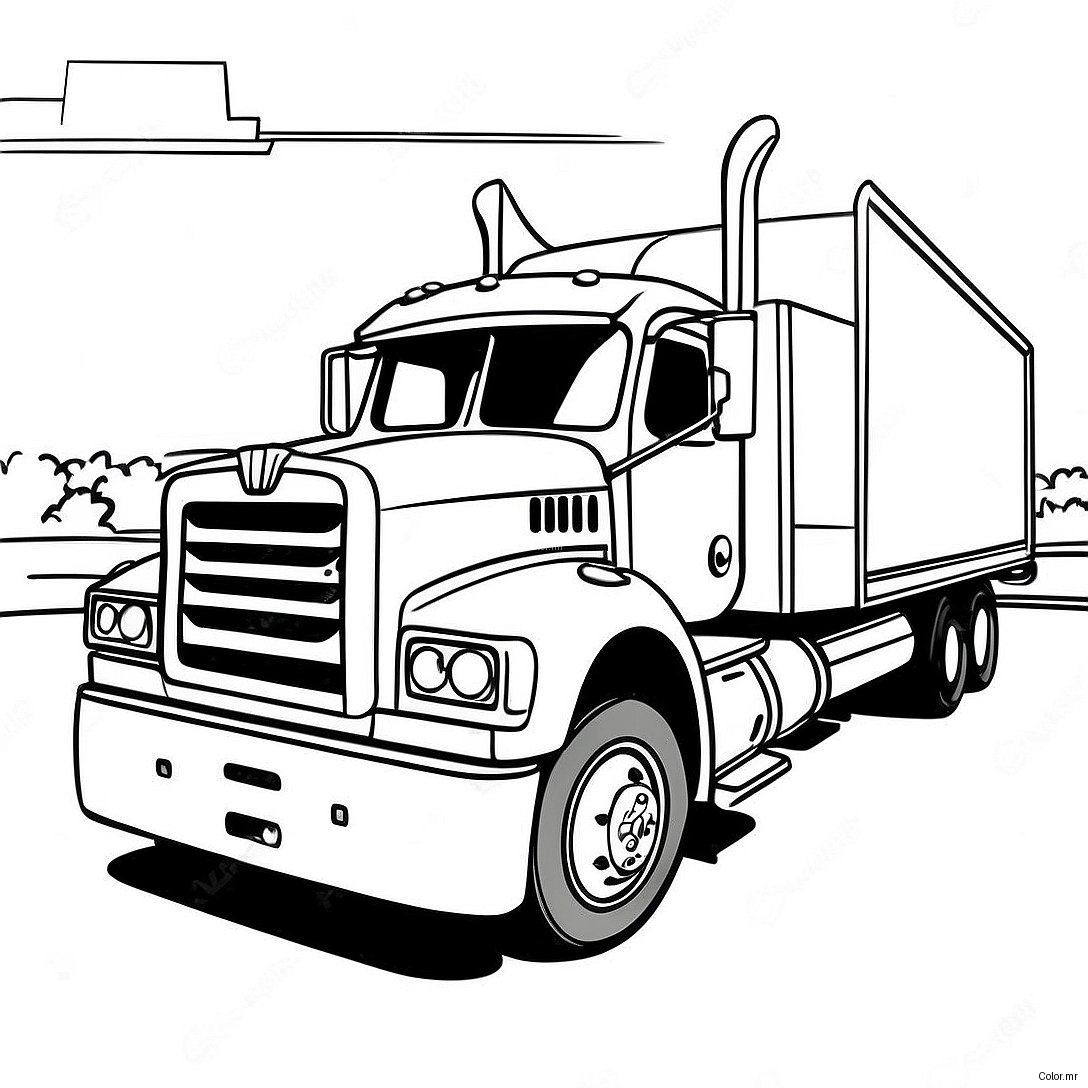 Colorful Mack Truck On A Highway Coloring Page 70054 57689
