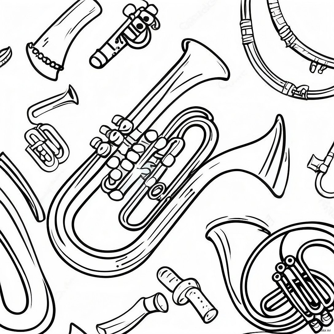 Colorful Marching Band Instruments Coloring Page 51035 42515